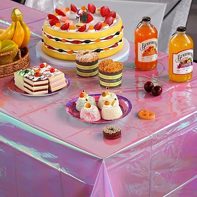 Iridescent Tablecloths, disposable plastic foil covers, waterproof 3 pack