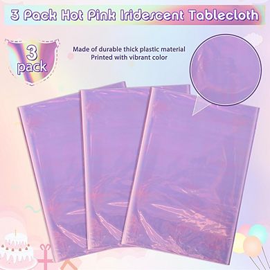 Iridescent Tablecloths, disposable plastic foil covers, waterproof 3 pack
