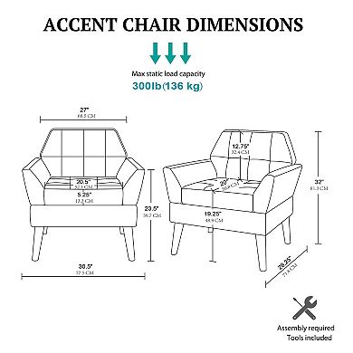 510 Design Newtin Mid-Century Modern Upholstered Arm Chair
