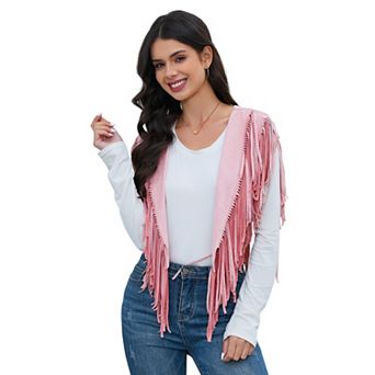 Women's Western Fringe Suede Vest Chic Cowboy Poncho