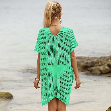 Women's Hollow Out Side Tie Adjustable Beach Cover Up