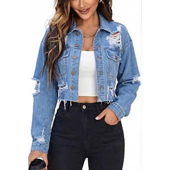 Women's Long Sleeve Denim Jacket Casual Coat