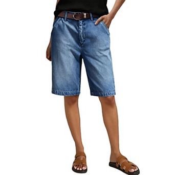 Women's Stretchy High Waist Breathable Loose Fit Casual Summer Denim Shorts