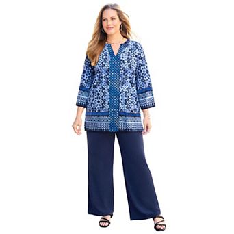 Catherines Women's Plus Size Dream Drape Kurta Top