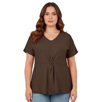 Avenue Women's Plus Size Audrey Twist Knot Top
