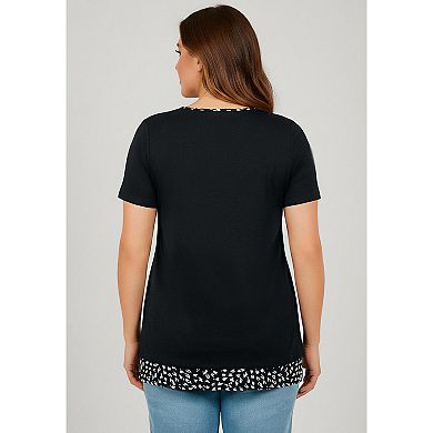 Avenue Women's Plus Size Short Sleeve Layered Tunic