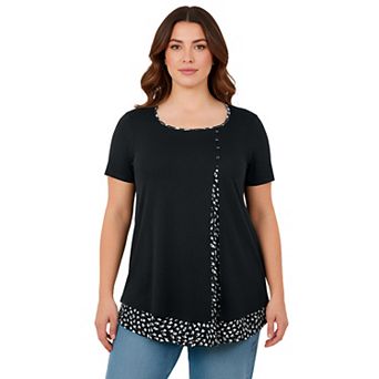 Avenue Women's Plus Size Short Sleeve Layered Tunic