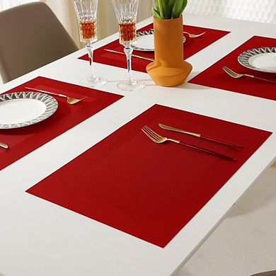 Vinyl Placemats Set of 4, Heat-Resistant Washable Table Mats