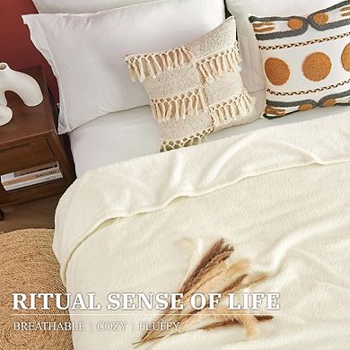 Knit Throw Blanket Soft Lightweight Breathable Cozy All Season Sofa Bed Blanket