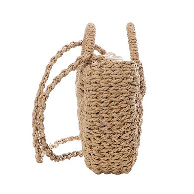 Adornia Natural Basket Arc Handle Bag With Shoulder Strap