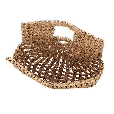 Adornia Natural Straw Arc Clutch Bag