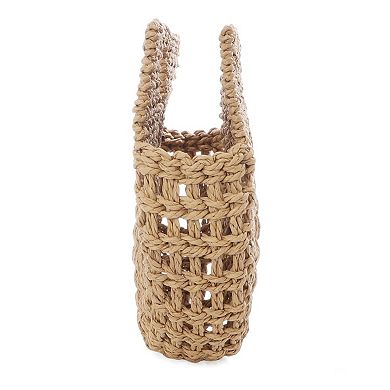 Adornia Natural Straw Arc Clutch Bag