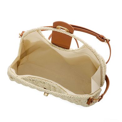 Adornia Straw Picnic Basket Clutch With Crossbody Strap