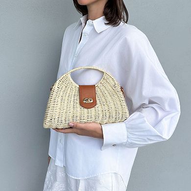 Adornia Straw Picnic Basket Clutch With Crossbody Strap