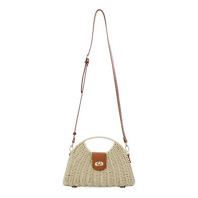Adornia Straw Picnic Basket Clutch With Crossbody Strap