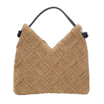 Adornia Natural Raffia Shoulder Hobo Bag