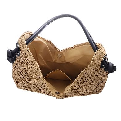 Adornia Natural Raffia Shoulder Hobo Bag