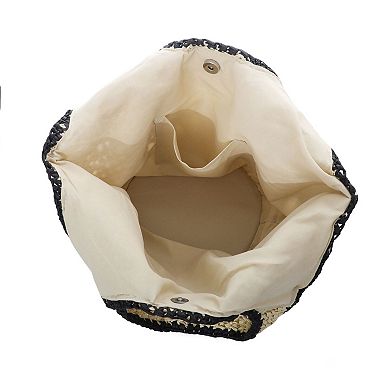Adornia Raffia Oversized Hobo Shoulder Bag With Black Edging