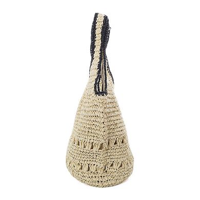 Adornia Raffia Oversized Hobo Shoulder Bag With Black Edging