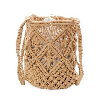 Adornia Natural Raffia Crochet Tote Bag