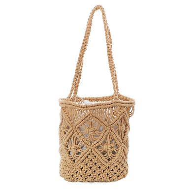 Adornia Natural Raffia Crochet Tote Bag