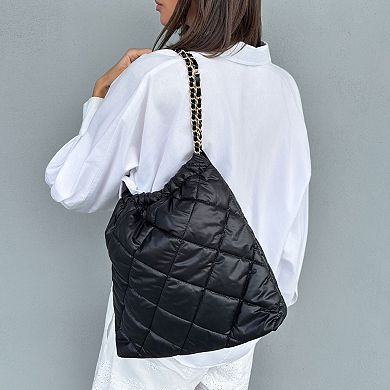 Adornia Quilted Cotton Tote with Chain Strap