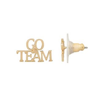 LC Lauren Conrad Gold Tone "GO TEAM" Stud Earrings