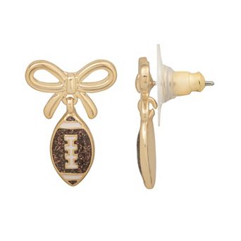 LC Lauren Conrad Gold Tone Bow Football Drop Earrings