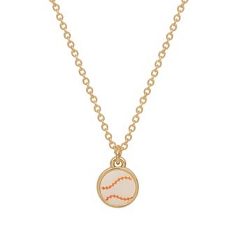 LC Lauren Conrad Gold Tone Mother-of-Pearl Baseball Pendant Necklace