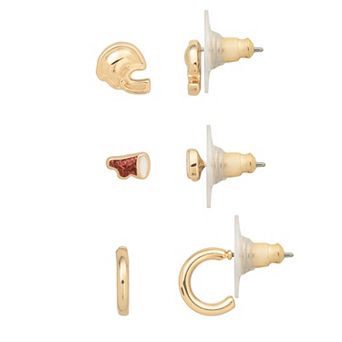 LC Lauren Conrad Gold Tone Gameday 3-Pair Earring Set