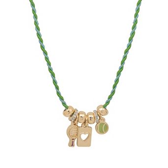 LC Lauren Conrad Gold Tone Corded Tennis Charm Pendant Necklace