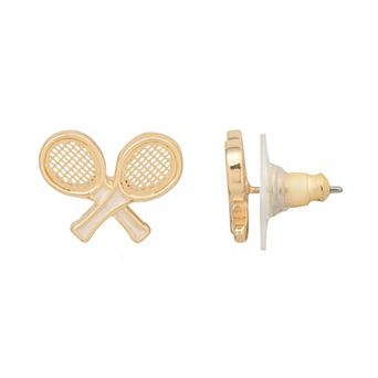 LC Lauren Conrad Gold Tone Tennis Racket Stud Earrings