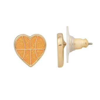 LC Lauren Conrad Gold Tone Basketball Heart Stud Earrings
