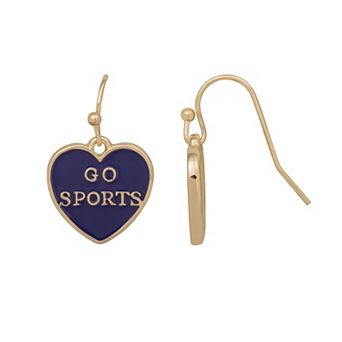 LC Lauren Conrad Gold Tone "GO SPORTS" Heart Drop Earrings