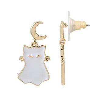 LC Lauren Conrad Gold-Tone Glow-in-the-Dark Ghost Kitty Button Earrings