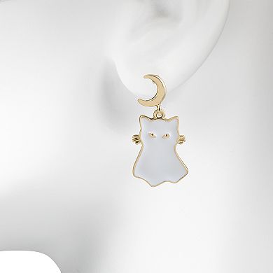 LC Lauren Conrad Gold-Tone Glow-in-the-Dark Ghost Kitty Button Earrings