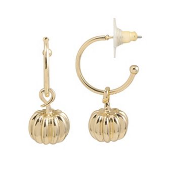 LC Lauren Conrad Gold-Tone Pumpkin Drop Hoop Earrings