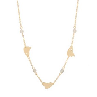 LC Lauren Conrad Gold Tone Ghost Party Mini Statement Necklace