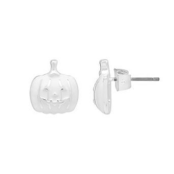 LC Lauren Conrad Silver Tone Glow In The Dark Pumpkin Stud Earrings