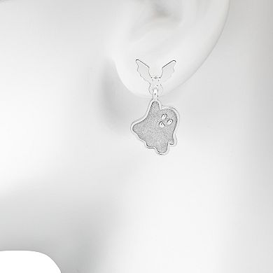 LC Lauren Conrad Silver Tone Glitter Paper Ghost Drop Earrings