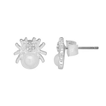 LC Lauren Conrad Silver Tone Simulated Pearl Spider Stud Earrings