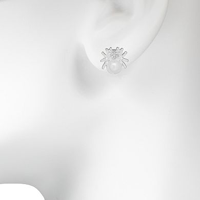 LC Lauren Conrad Silver Tone Simulated Pearl Spider Stud Earrings
