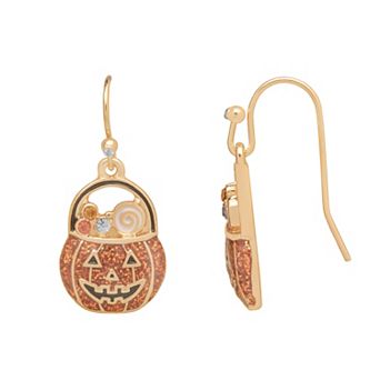 LC Lauren Conrad Gold Tone Trick or Treat Basket Drop Earrings