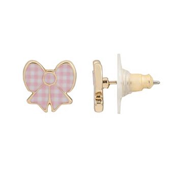 LC Lauren Conrad Gingham Love Button Earrings
