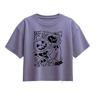 Girls 7-16 Halloween Doodle Boxy Tee