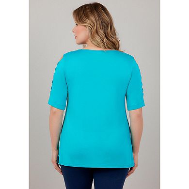 Avenue Women's Plus Size Lattice Sleeve Tunic