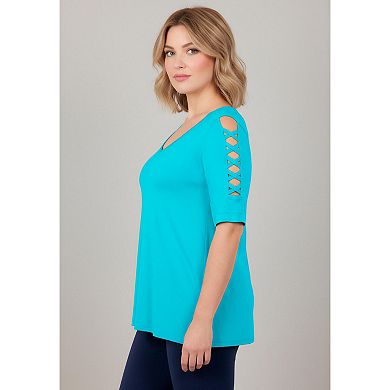 Avenue Women's Plus Size Lattice Sleeve Tunic