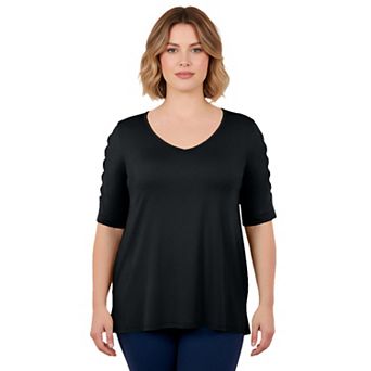 Avenue Women's Plus Size Lattice Sleeve Tunic