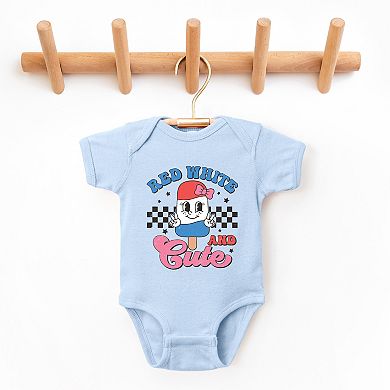 Red White And Cute Popsicle - Baby Short Sleeve Graphic Bodysuit