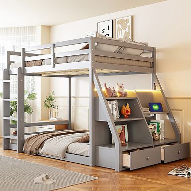Merax Full Bunk Bed with APP Controlled LED Lights